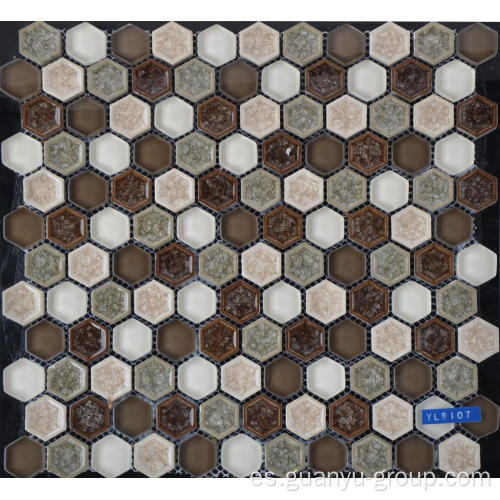 Mosaicos de porcelana de vidrio hexagonal